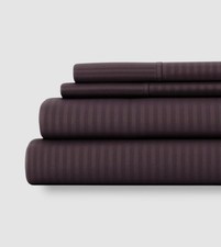 Ienjoy Home Purple Embossed Striped 4-Piece 'Full' Size Sheet Set