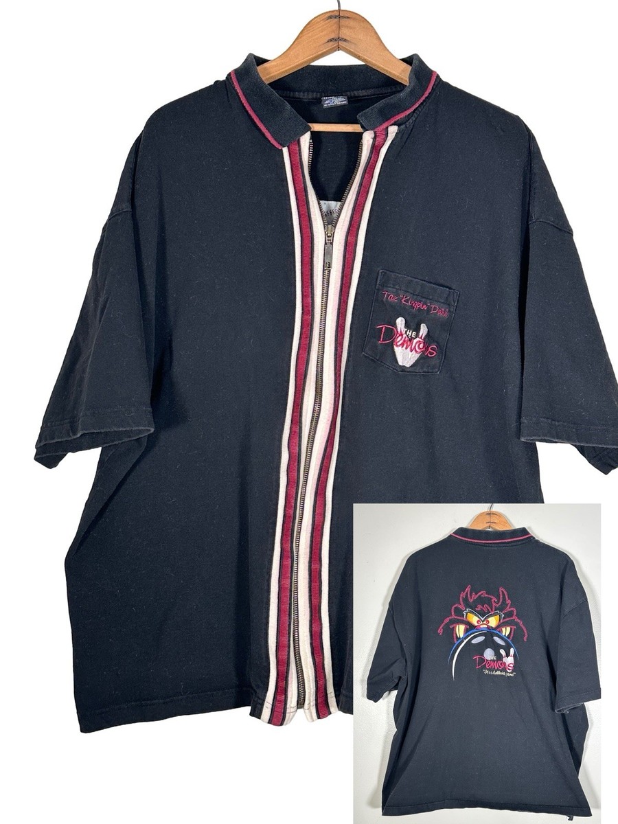 Vintage 1996 Warner Bros Taz Chain Stitch Classic Bowling Full Zip