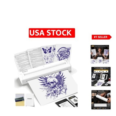 Inkless Portable Tattoo Stencil Printer with Fast Bluetooth Connectivity - White