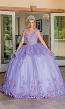 Lilac Floral Ball Gown Quinceanera Dress XL