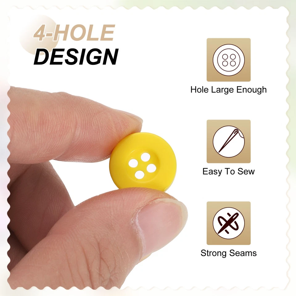 60 шт. 24L кнопки для шитья 5/8 «смолы круглый плоский 4 отверстия Craft кнопки, желтый - Изображение 4 из 4