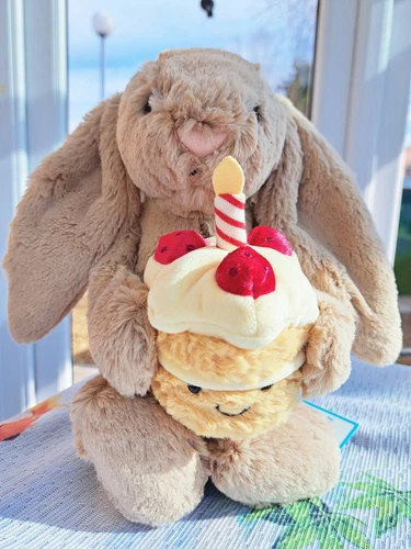 Jelly Cat Bashful Beige Birthday Bunny Cake🎂🐰 18CM - Picture 1 of 11
