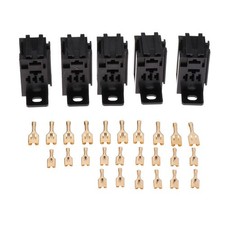 5pcs 12V/24V 60AMP 5-Pin Car Automotive Relay Socket with 25pcs Copper Terminals