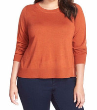 198 NWT EILEEN FISHER Italian Merino Jersey FLAMENCO Sweater 1X
