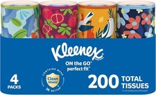 Kleenex Perfect Fit Facial Tissues Canister 2-Ply 4 Pack 200 Sheets Travel