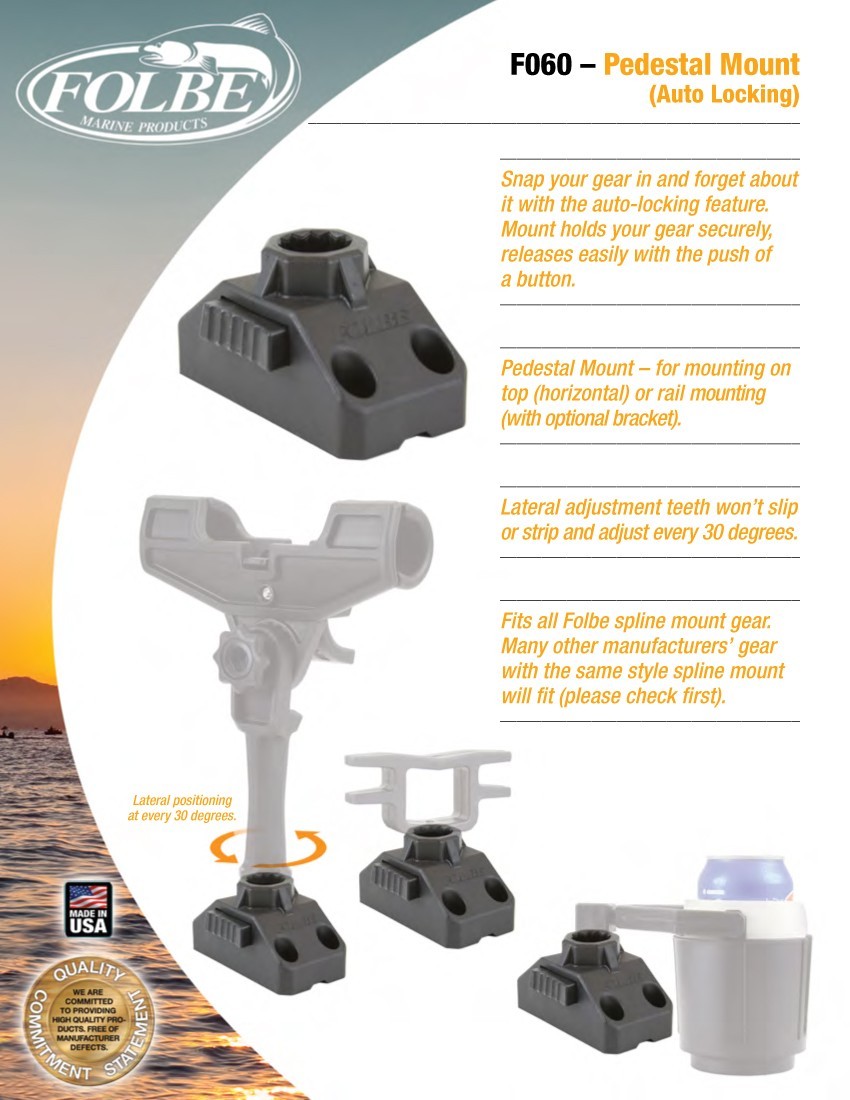 Folbe Advantage Fishing Rod Holder With Pedestal Mount - Quick Release, Auto-Locking, Saltwater Ready