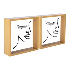 5x 3D Deep Box Photo Frames Standing Hanging Picture Display 8 x 8" Light Wood