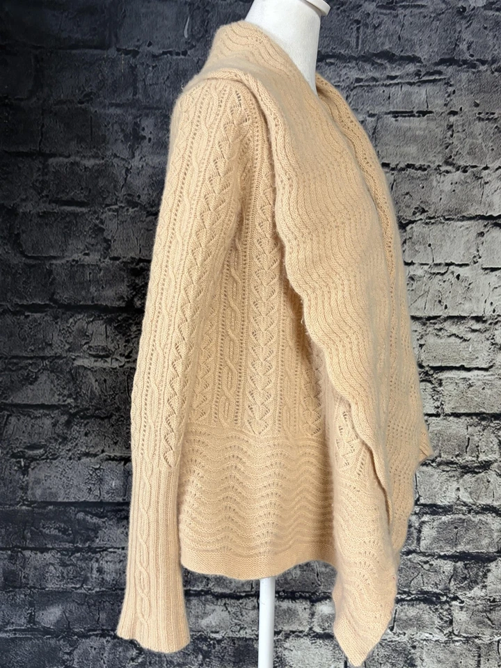 Cárdigan suéter Calypso St. Barth para mujer pequeño camel 100 % cachemir tejido con cable Foto 2 de 4
