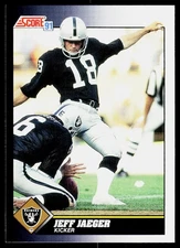 1991 Score Jeff Jaeger #499 Los Angeles Raiders