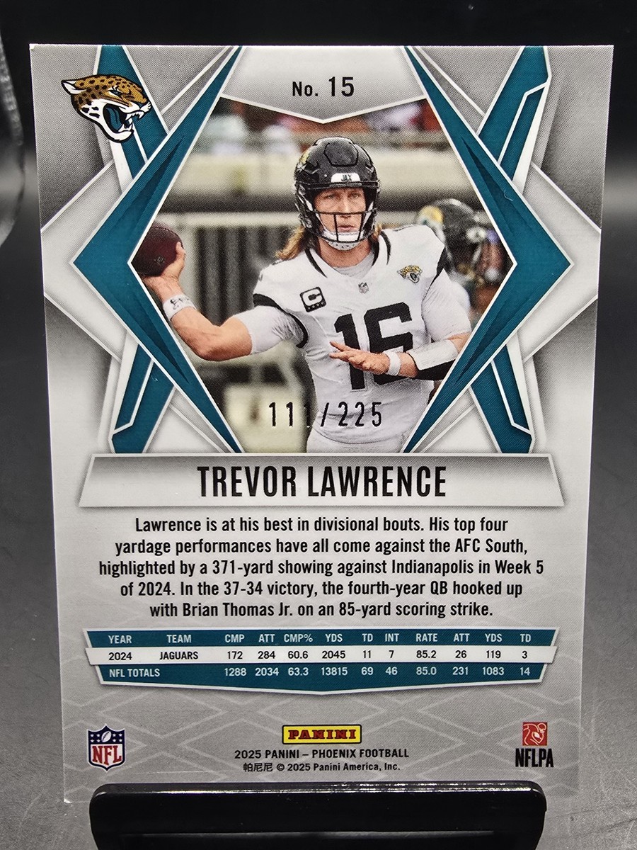 2025 Panini Phoenix #15 Trevor Lawrence Lime Green Lava Prizm