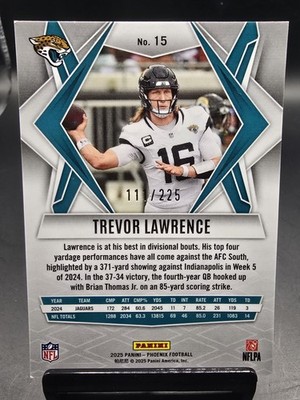 2025 Panini Phoenix #15 Trevor Lawrence Lime Green Lava Prizm