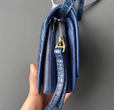 Balenciaga Blue Croc Embossed Leather Small B Bag Balenciaga