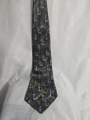 Altea Milano Men's Silk Necktie Geometric Green/ Blue