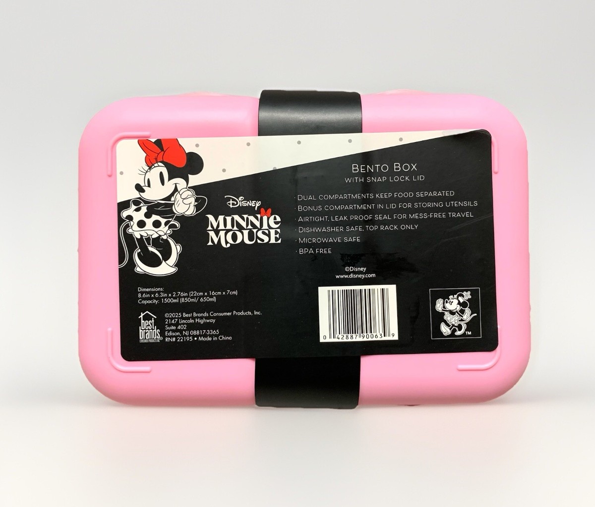 NEW Disney MINNIE MOUSE Pink Food Storage Bento Box w/Snap Lock