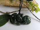 New Zealand Jade Greenstone Tiki Large Pendant 55 mm L x 30 mm W Unisex