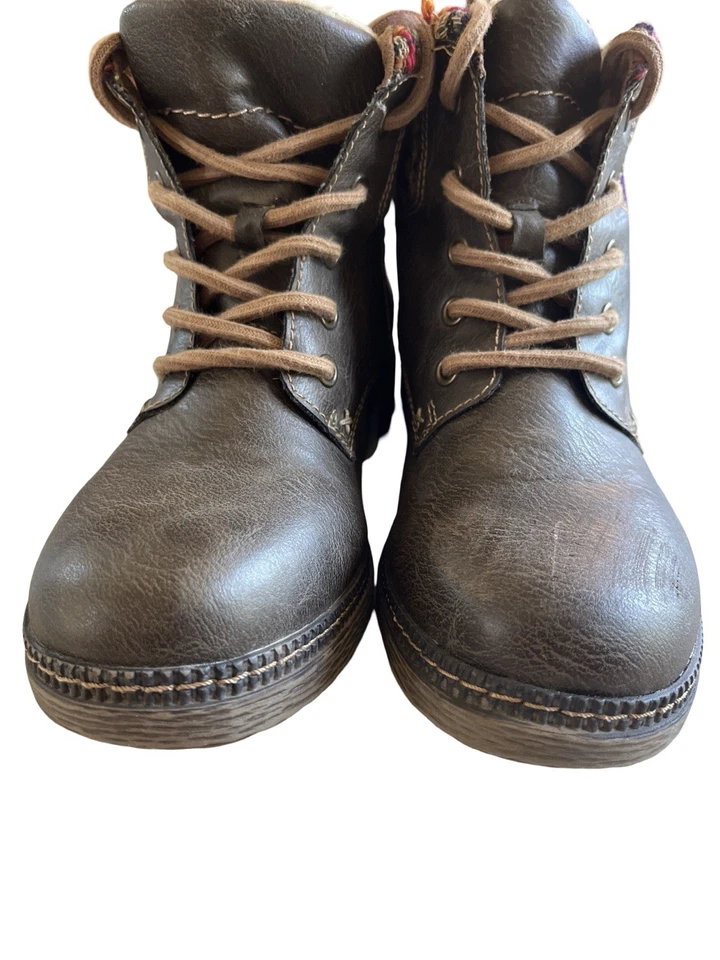 Spring Step Relife Marylee Lace Up Short Boot, Brown Leather, Size 38 (8) - Image 3 of 4