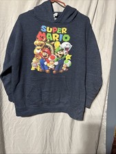 Nintendo super Mario Brothers hoodie blue graphic size youth XL