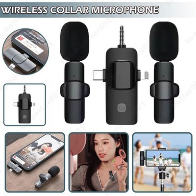 2er Wireless Lavalier Ansteck Mikrofon für ios Android Kabellos Microphone Mini