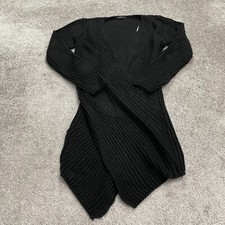 Hot & Delicious Short Wrapped Sweater Dress Womens S/M Black Long Sleeve Knit