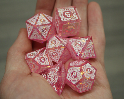 Dragon's Mystical Runes - Handmade 7 Piece Tabletop Gaming DND RPG 5e Dice Set - Picture 7 of 7