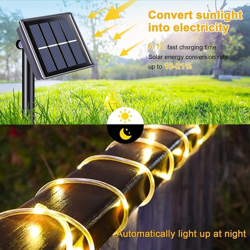 Paquete de 2 luces solares para exteriores 100 luces LED impermeables cuerda cadena luces decoración jardín - Imagen 3 de 8