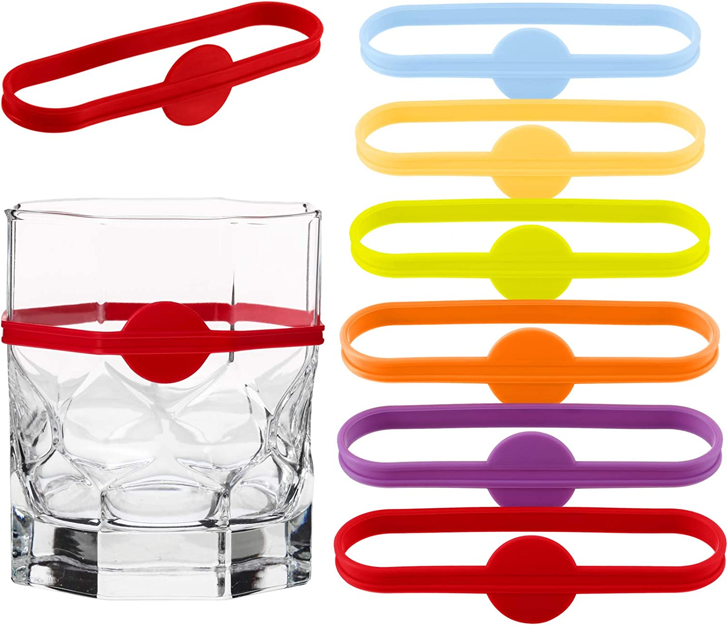24 Pieces Drink Markers, Glass Cup Wine Glass Bottle Strip Tag Marker, Silicone