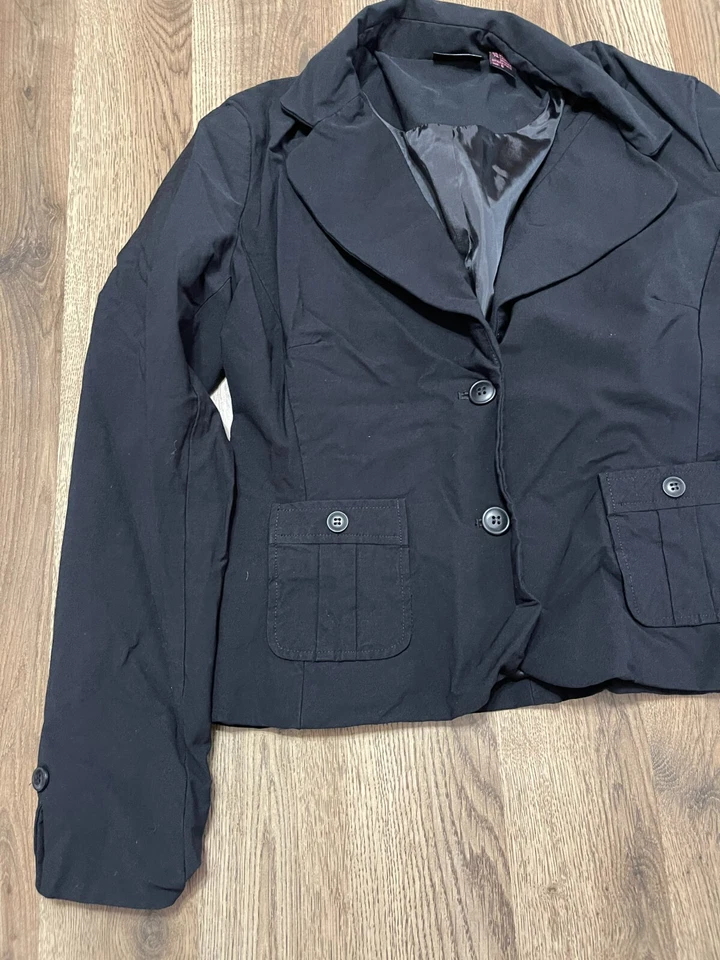 Chaqueta Newport News, Para Mujer Talla 8, Negra, Blazer, Bolsillos Delanteros Foto 3 de 4