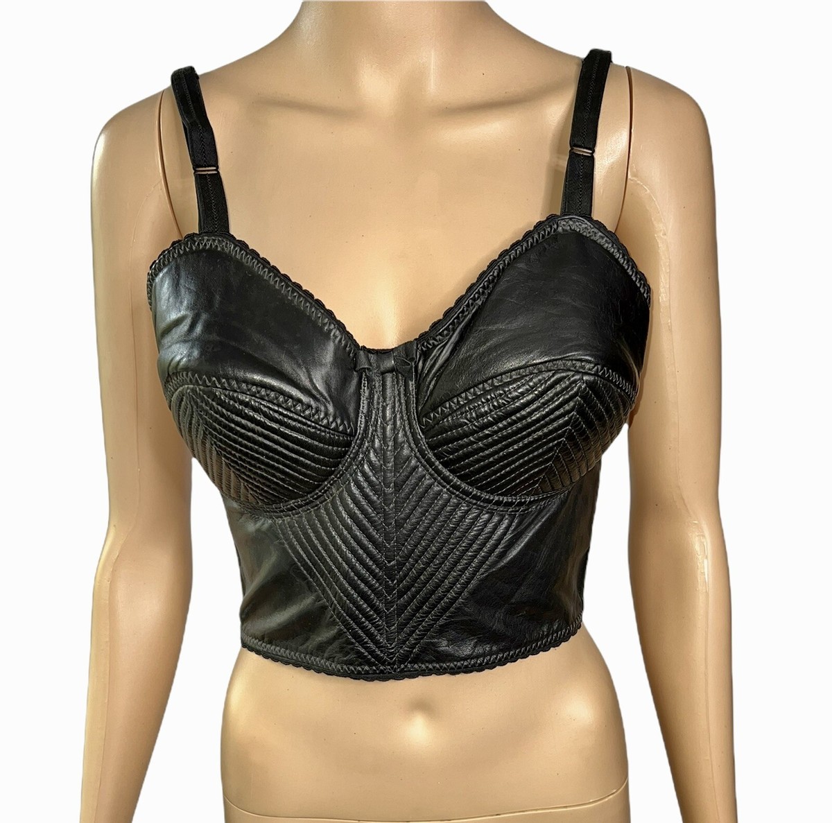 Jean Paul Gaultier S/S 1987 Vintage Bustier Cone Bra Leather