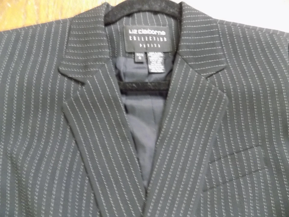 Liz Claiborne De Colección EE. UU. Negro Pantalón Traje Doble Pecho Corbata Blazer 4P Foto 3 de 4