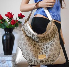 MICHAEL KORS KHAKI BROWN SIGNATURE METALLIC L...