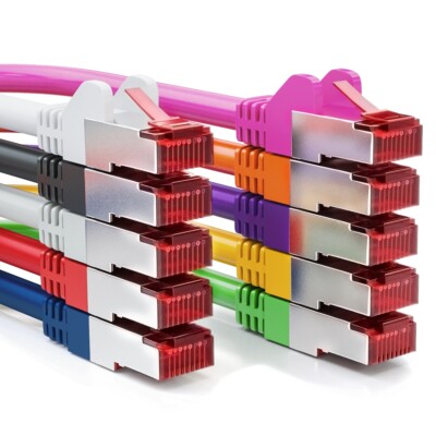deleyCON 10x 1m CAT6 Patchkabel Netzwerkkabel Gigabit LAN DSL S/FTP PIMF Bunt