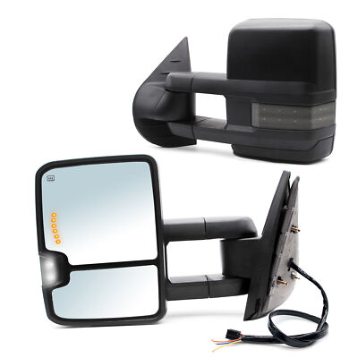 New Towing Mirrors For 2007-2013 GMC Sierra 1500 Power Heated Turn Signal Arrow