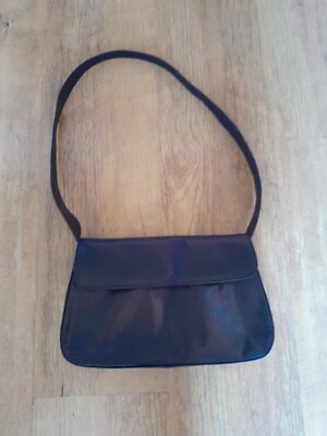 Debenhams Rectangular Small Vintage Leather Shoulder Bag Navy