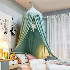 Bed Canopy for Kids Tassel Ruffle Edge Mosquito Net Round Dome Castle Play Tent