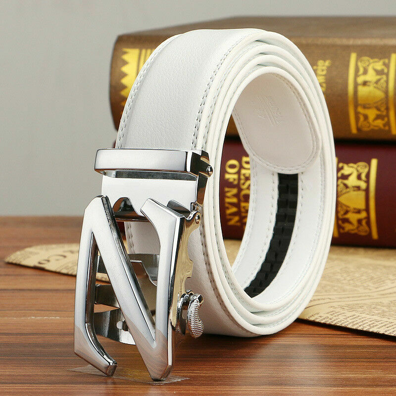 New Mens White Belts Fashion Leather Belt Letter Z Automatic