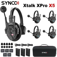 SYNCO XTalk XPro5 Wireless Headset Intercom System Full Duplex 2.4GHz 5-Person