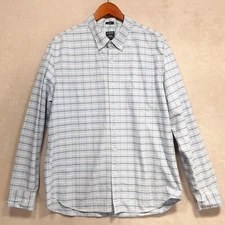J.Crew Mens Flex Oxford Button Shirt Sz.XL/Blue Plaid/Slim Fit/Long Sleeve 