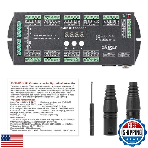 36 Channel DMX Decoder,72A RGBW led light dmx controller Digital Display DMX5 - Picture 4 of 5