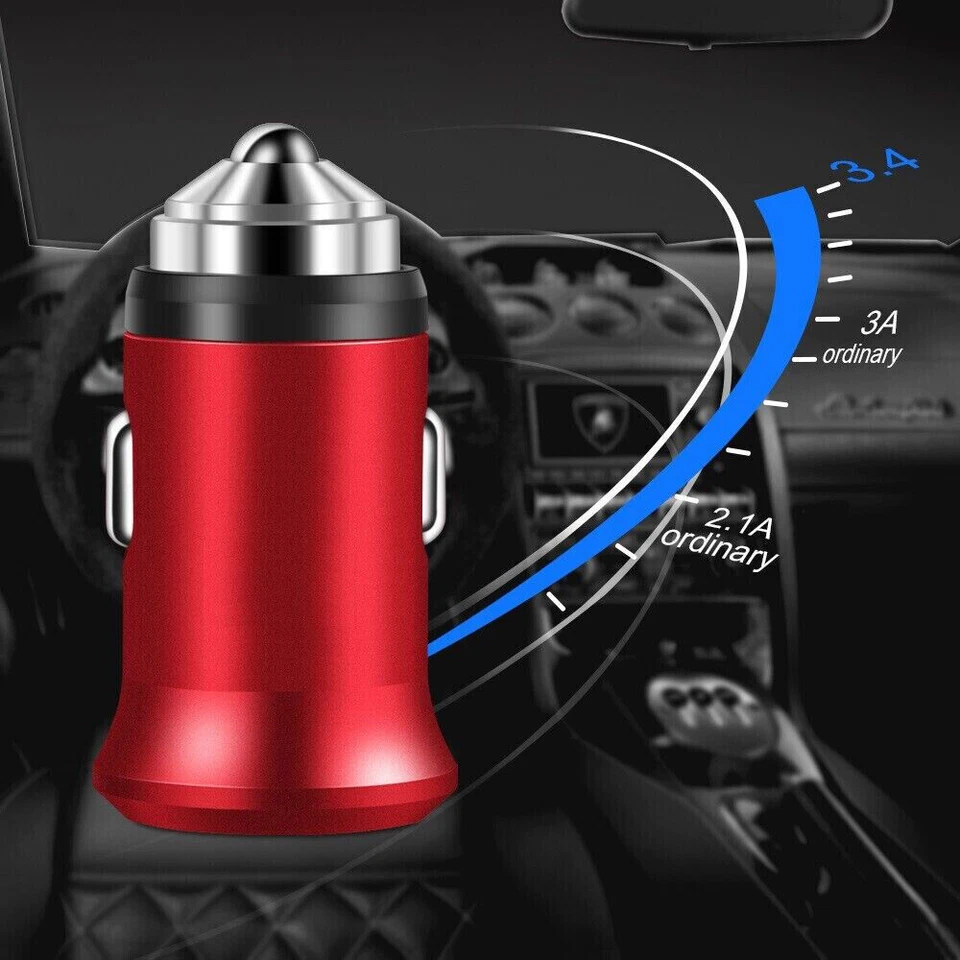 Adaptador de cargador de coche rápido USB de 2 puertos para iPhone Android LG Samsung Foto 4 de 4