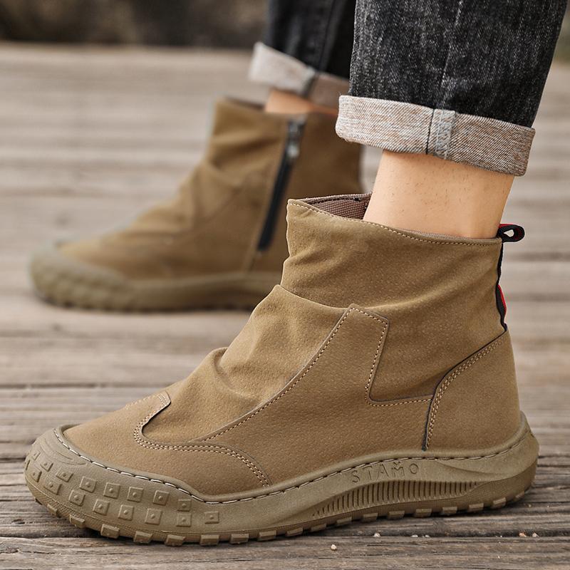 Men's Cargo Ankle Boots Ethnic Shoes Casual Vintage Britain