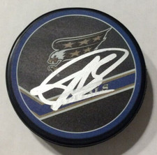 ALEXANDER ALEXEYEV SIGNED WASHINGTON CAPITALS HOCKEY PUCK W/ CASE COA