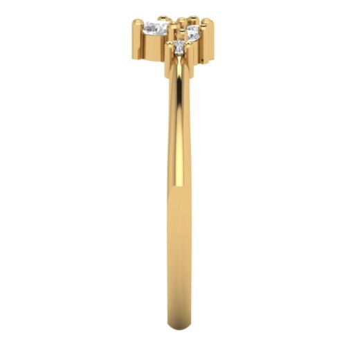 0.18 ct Round Cut Classic Engagement Bridal cluster Pyramid Band 14k Yellow Gold - Picture 3 of 5