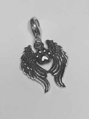Pfoten im Himmel Sterling Silber Charm - glänzend oder oxidiert