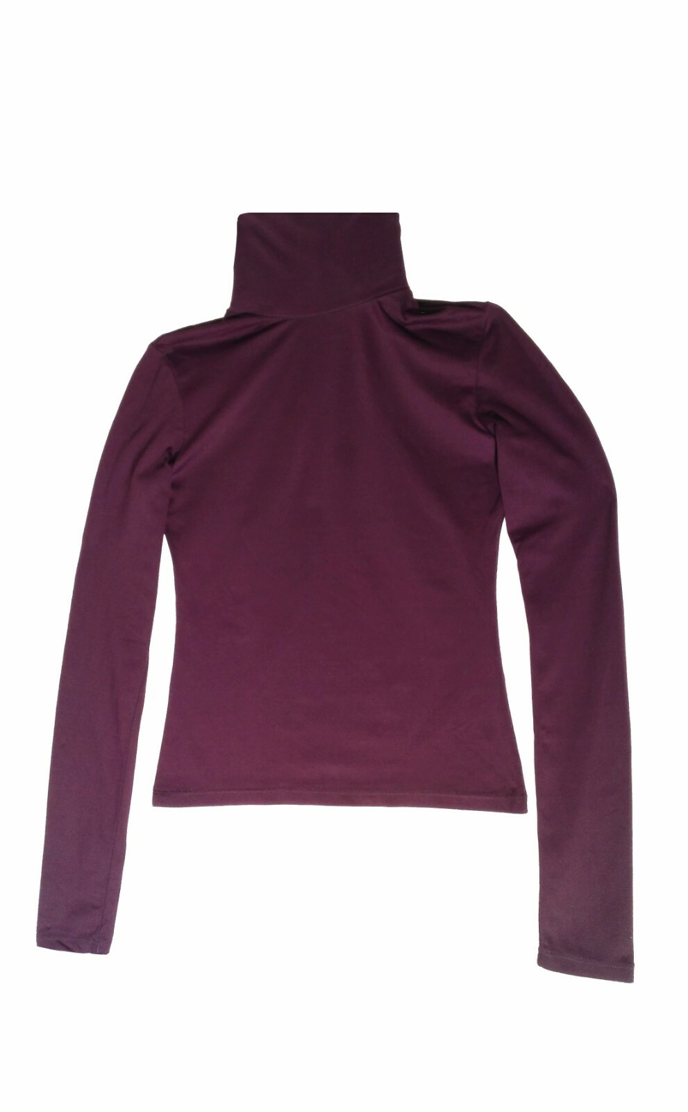 CAMISETA ajustada de manga larga y cuello alto para MUJER. Morada. Talla XS - S