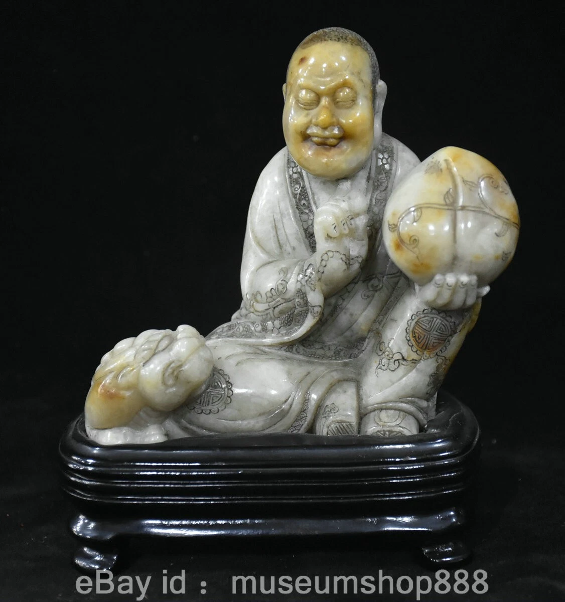 佛白色寿山石主中国风雕像、雕像| eBay