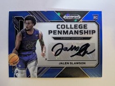 Jaylen Slawson 2023 Prizm Draft Picks College Penmanship Blue /125 RC Auto