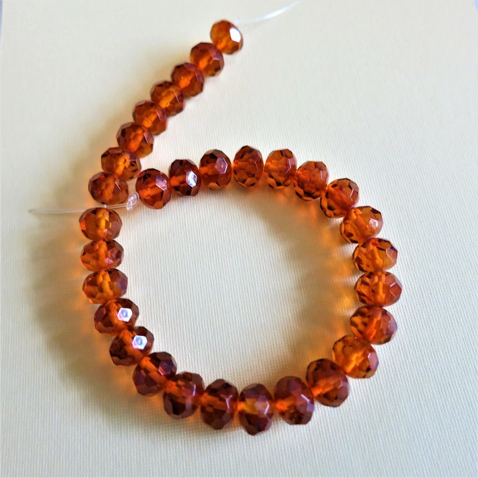 5 cuentas Rondell gorditas facetadas ámbar báltico genuino de 8 mm Foto 2 de 2