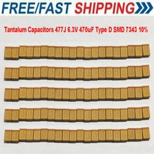 20/40/100PC Tantalum Capacitors Kit 477J 6.3V 470uF Type D SMD 7343 10 Surface