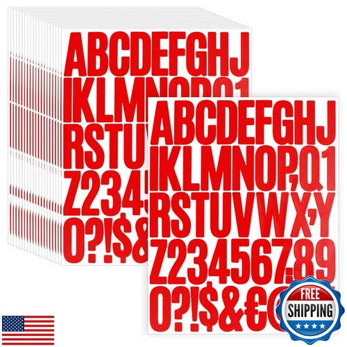 Red Alphabet Letters and Numbers Stickers 2" Large Vinyl Lettering for Poster