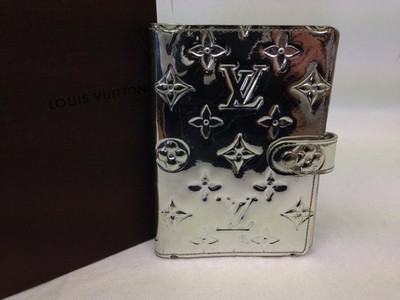 Auth Louis Vuitton Monogram Silver Mirror Agenda PM Note Book Cover 6A260060OS